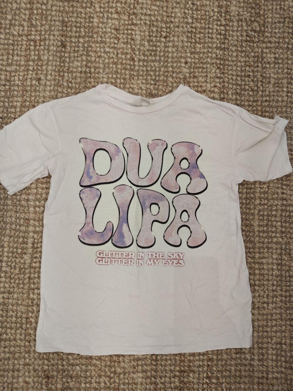 H&M White Kids Tee with Pink & Purple Tie-Dye Dua Lipa Graphic